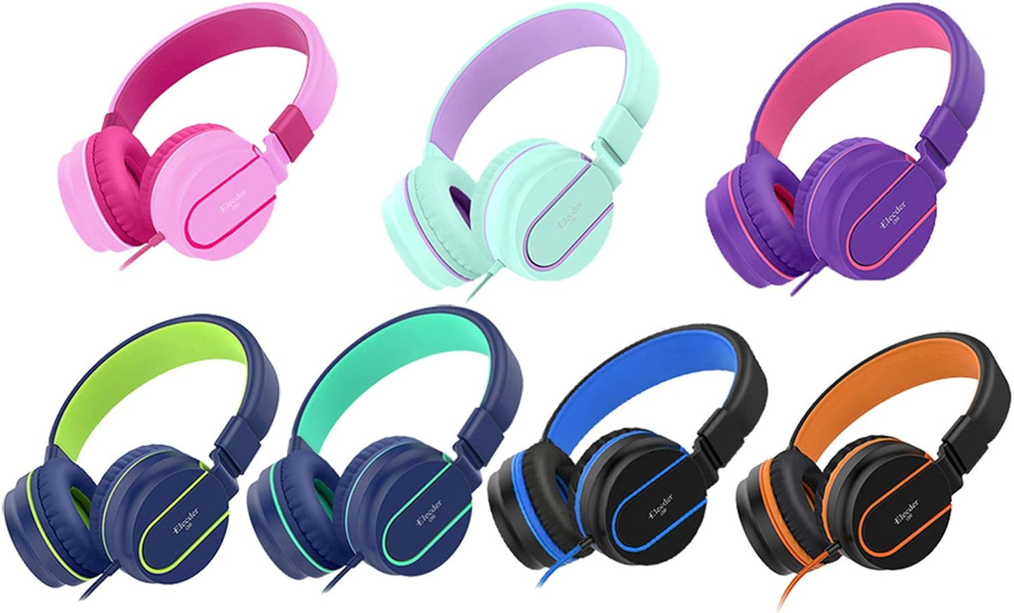 I36 Kids Headphones Children Girls Boys Teens Foldable Adjustable on Ear Headphones 3.5Mm Jack Compatible Cellphones Computer Kindle MP3/4 School Tablet Black/Orange